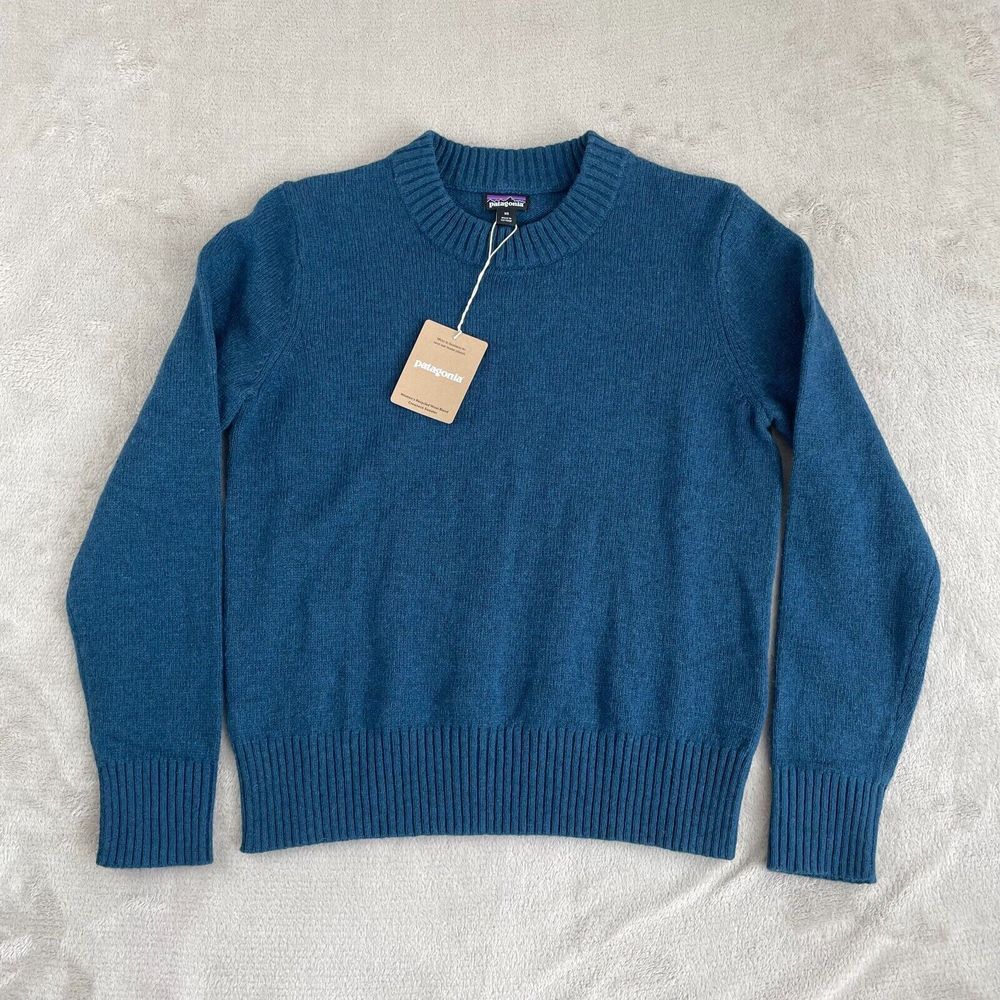 Patagonia Recycled Wool Blend Crewneck Sweater Women XS Lagom Blue Gorp NWT $150
